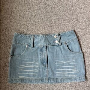 Light Wash Denim Mini Skirt with Button Waist